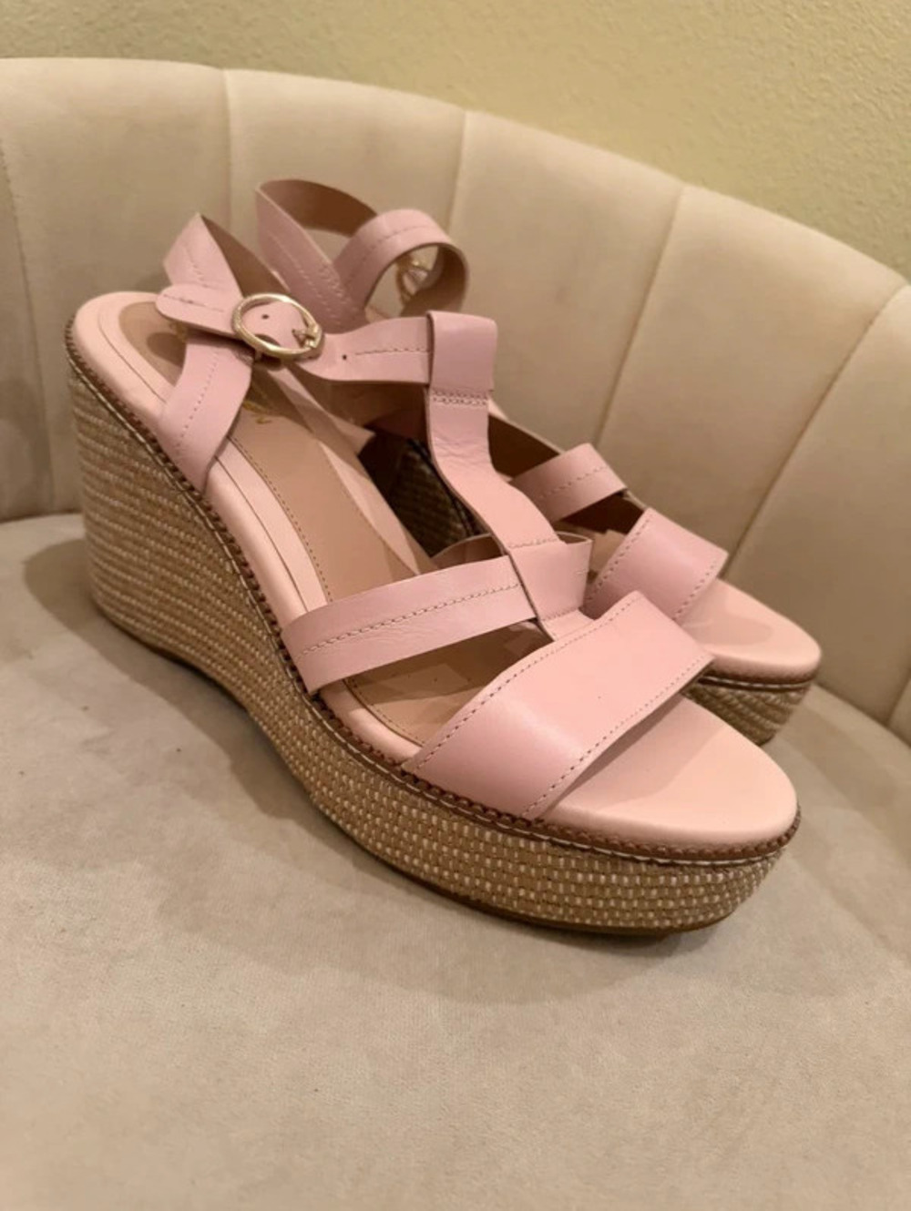 Cole Haan Cloudfeel All Day Espadrille Wedge Sandals Pink 11B
